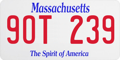 MA license plate 9OT239