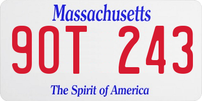 MA license plate 9OT243