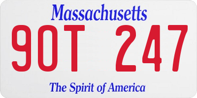 MA license plate 9OT247