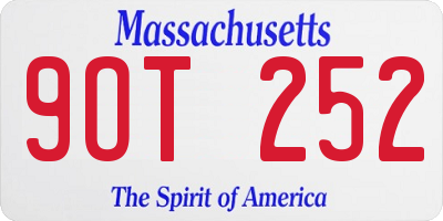 MA license plate 9OT252