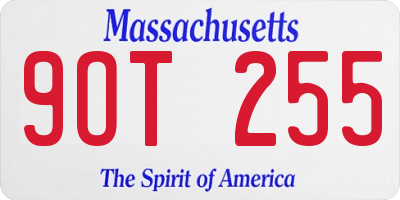 MA license plate 9OT255