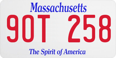 MA license plate 9OT258