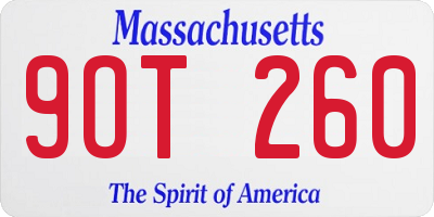 MA license plate 9OT260
