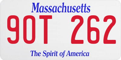 MA license plate 9OT262