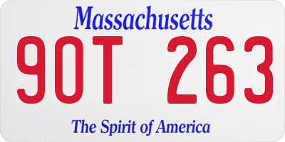MA license plate 9OT263