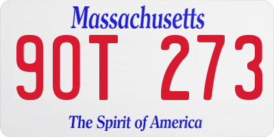 MA license plate 9OT273