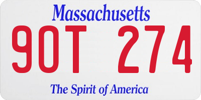 MA license plate 9OT274