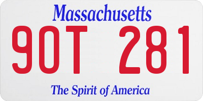 MA license plate 9OT281