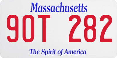 MA license plate 9OT282