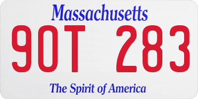 MA license plate 9OT283