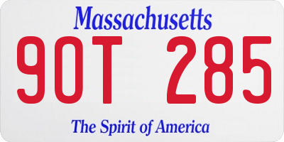 MA license plate 9OT285