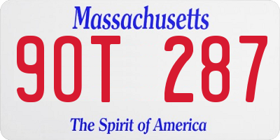 MA license plate 9OT287