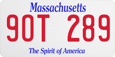 MA license plate 9OT289