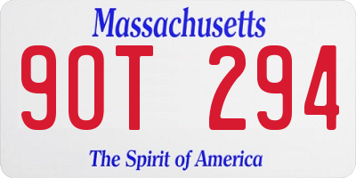 MA license plate 9OT294