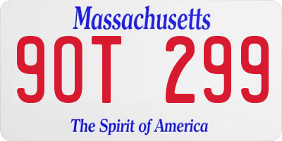 MA license plate 9OT299