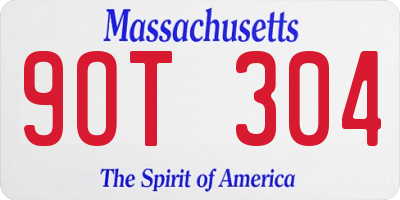 MA license plate 9OT304