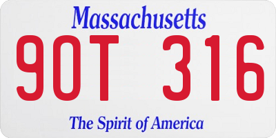 MA license plate 9OT316