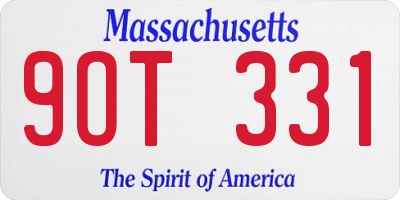 MA license plate 9OT331