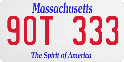 MA license plate 9OT333