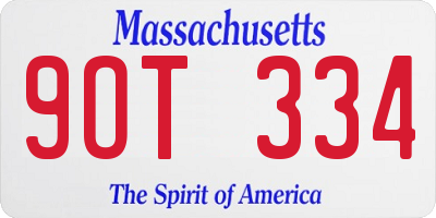 MA license plate 9OT334
