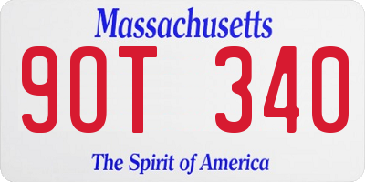 MA license plate 9OT340