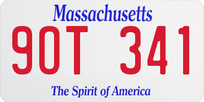 MA license plate 9OT341