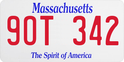 MA license plate 9OT342