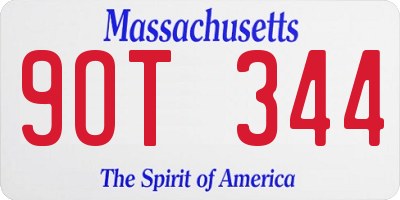 MA license plate 9OT344