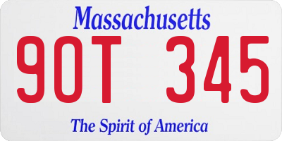 MA license plate 9OT345