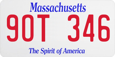 MA license plate 9OT346