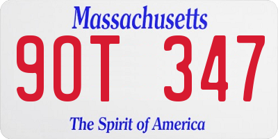 MA license plate 9OT347