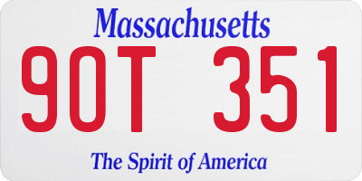 MA license plate 9OT351