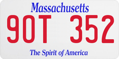 MA license plate 9OT352