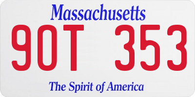 MA license plate 9OT353