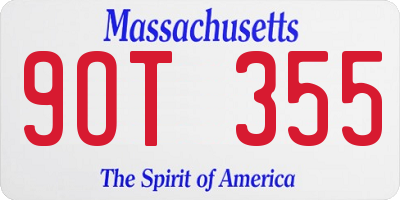 MA license plate 9OT355
