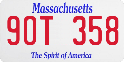 MA license plate 9OT358