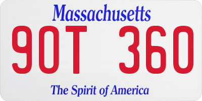 MA license plate 9OT360