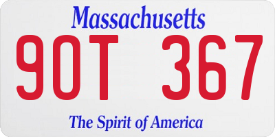 MA license plate 9OT367