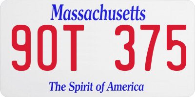 MA license plate 9OT375