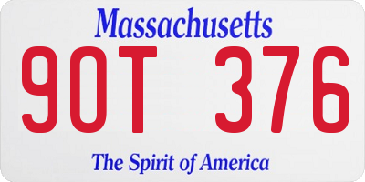 MA license plate 9OT376