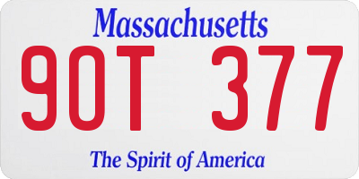 MA license plate 9OT377