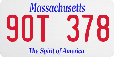 MA license plate 9OT378