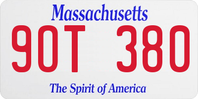 MA license plate 9OT380