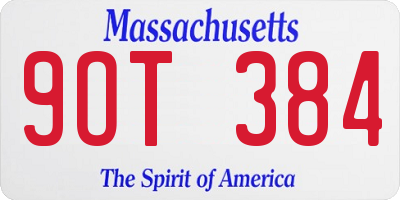 MA license plate 9OT384
