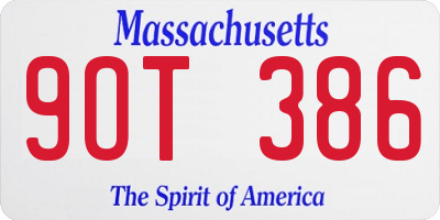 MA license plate 9OT386