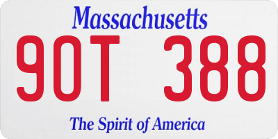 MA license plate 9OT388