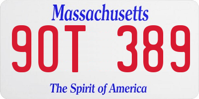 MA license plate 9OT389