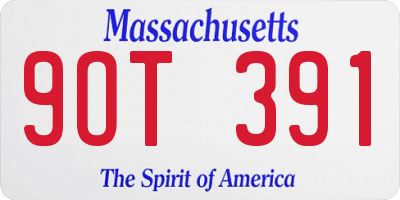 MA license plate 9OT391