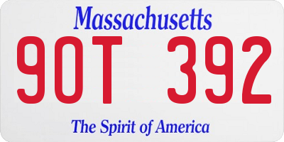 MA license plate 9OT392