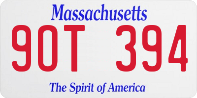 MA license plate 9OT394